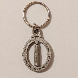 PEWTER GUINNESS STOUT Bottle Keychain SPINNER SPINNING MIDDLE Bottle Made in CAN